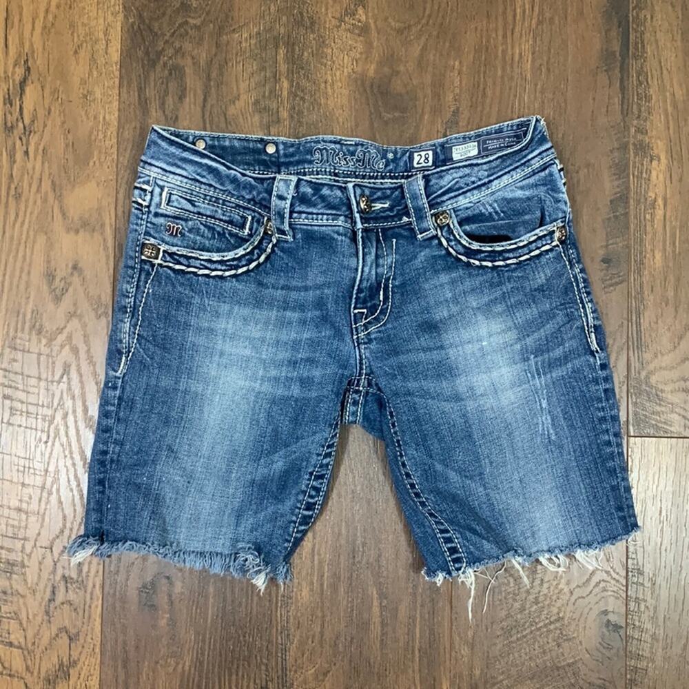 Miss Me Cutoff Bermuda Jean Shorts
